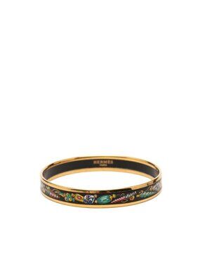 Hermes Enamel PM Cloisonne Bangle Gold Multicolor Plated Bracelet